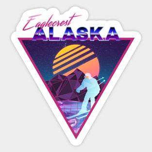 Retro Vaporwave Ski Mountain | Eaglecrest Alaska | Shirts, Stickers, and More! Sticker